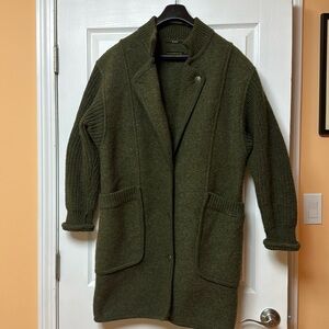Geiger wool green cardigan, size large